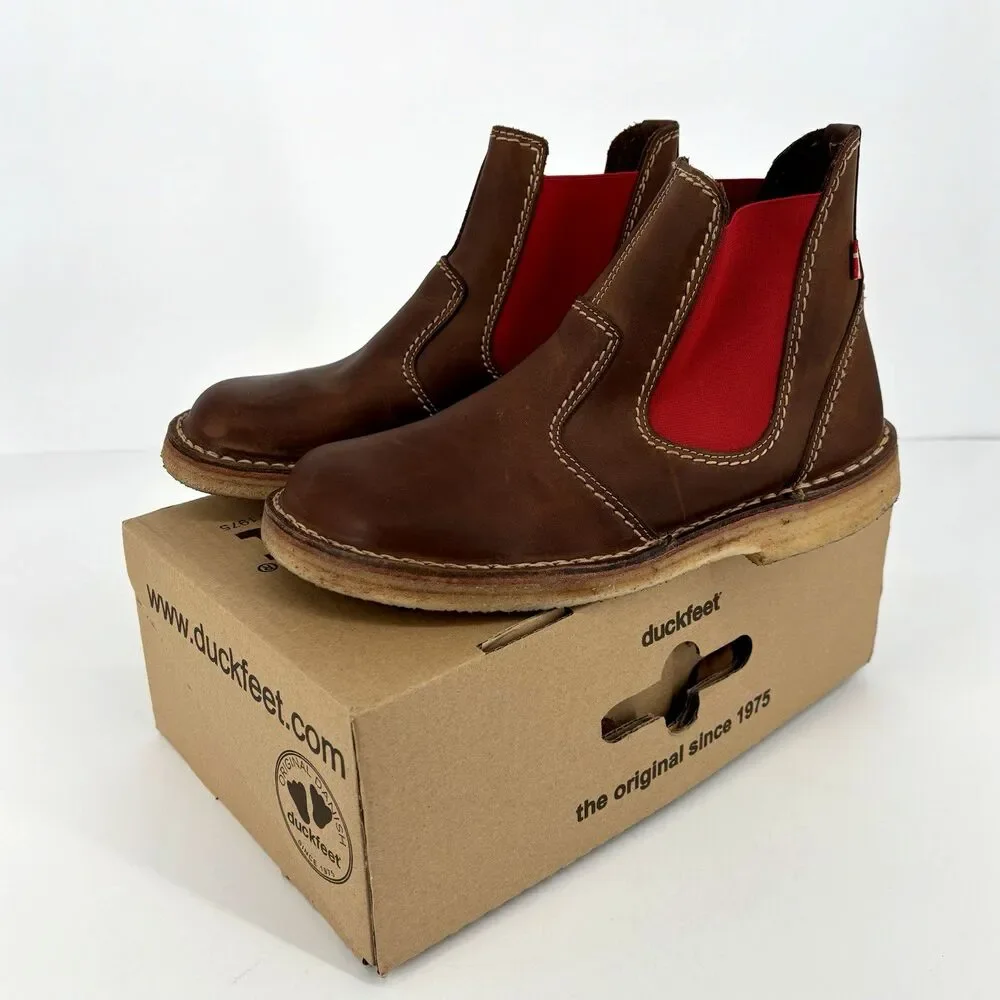 Duckfeet ROSKILDE Chelsea Boots Cocoa/Red EU SIZE 41 (US 8.5) NIB
